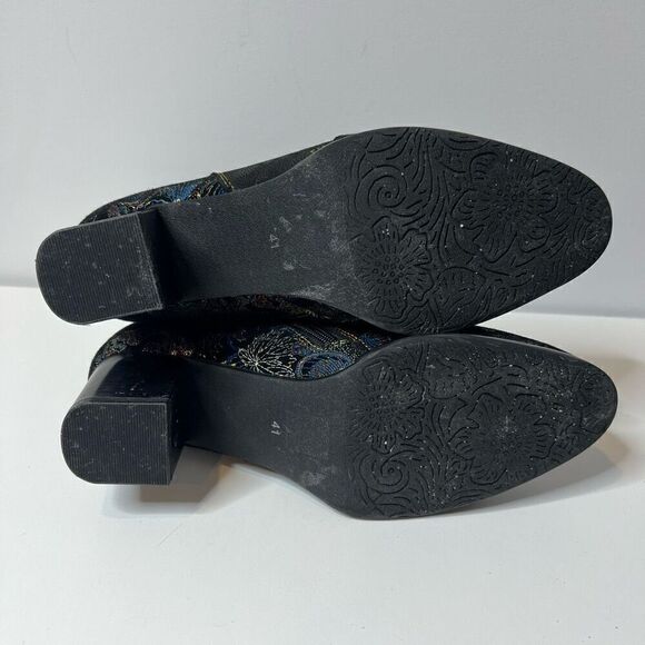 L'Artiste by Spring Step Jewells Womens Size 10 EU 41 Leather Booties Floral Bla - Picture 5 of 8